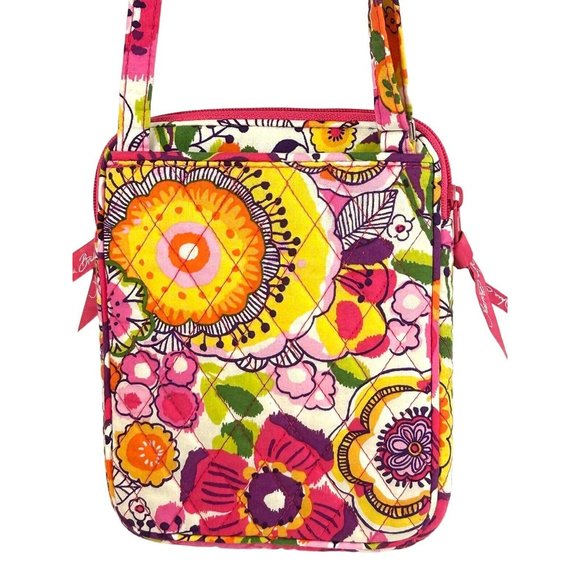 Vera Bradley Clementine Crossbody Bag Hipster Purse Pink/Yellow 8"x6" - Picture 4 of 16